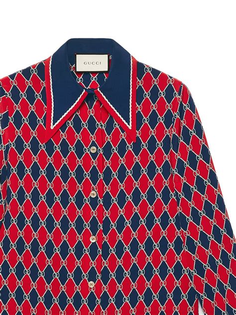 gucci rhombus print shirt|farfetch Gucci shirts.